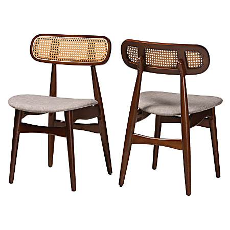 Baxton Studio Tarana 2-Piece Dining Chair Set, Gray/Walnut Brown
