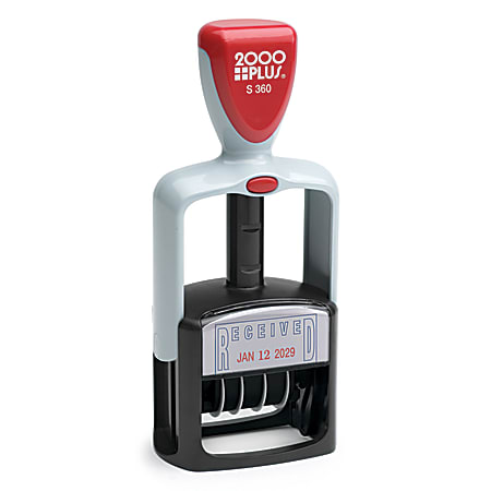 2000 PLUS® Received Date Stamp Dater, Two-Color Self-Inking RECEIVED Date Stamp Dater, RECEIVED, Blue/Red Ink