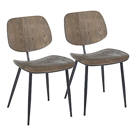 LumiSource Wilson Chairs, Black/Espresso, Set Of 2 Chairs