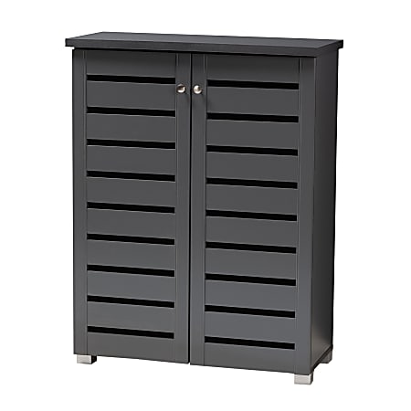 Baxton Studio Adalwin 2-Door Entryway Shoe Storage Cabinet, Dark Gray