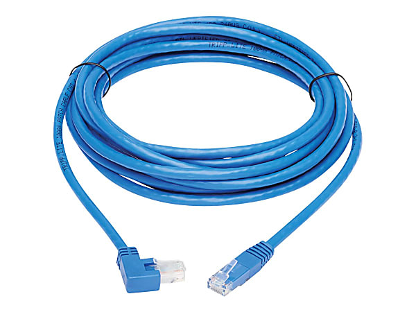 Tripp Lite Cat6 Ethernet Cable Right Angled UTP Molded RJ45 M/M Blue 15ft - 15 ft Category 6 Network Cable for Network Device, Patch Panel, Switch, Printer, Computer, Photocopier, Router, Modem, Server, VoIP Device, Rack Cabinet, ... - 24 AWG - Blue