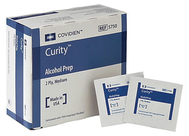 CURITY Alcohol Preps, Medium, Sterile, Box Of 200