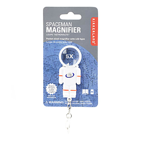 Kikkerland Design Inc. Mini Spaceman LED Magnifier, 2-5/8" x 1-1/8", White