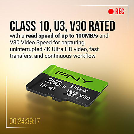 PNY 64GB Elite X Class 10 U3 V30 microSDXC Flash Memory Card
