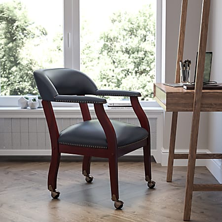 Flash Furniture Luxurious Vinyl Rolling Conference Chair, Navy