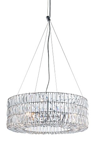 Zuo Modern® Jena Ceiling Lamp, 23-1/5"W, Clear Crystal Shade/Chrome Base