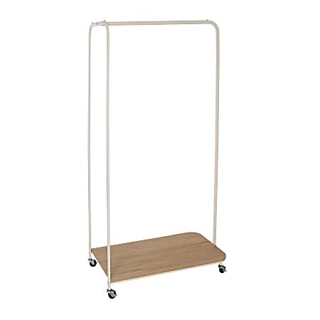 Honey Can Do Rolling Clothing Storage Garment Rack With Shoe Rack And Wheels, 68”H x 18”W x 34”D, White/Ash