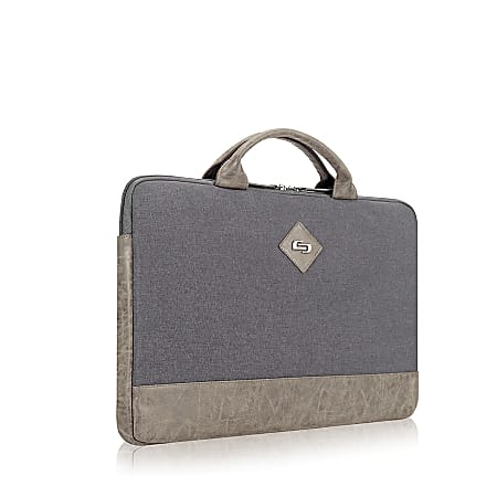 Solo Pilot Slim Briefcase With 15.6" Laptop Pocket, Gray/Tan