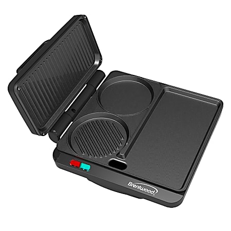 Brentwood® 1,000-Watt Multipurpose Sandwich Maker & Hamburger Grill with Burger Press, Ceramic Nonstick Surface & Cool-Touch Housing, Black, TS-812BK