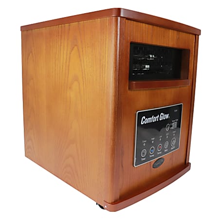 Comfort Glow 5,120-BTU Portable Electric Cabinet Forced-Air Infrared Quartz Heater with 8 Elements, LED Display & Remote, Auburn Oak, QEH1525