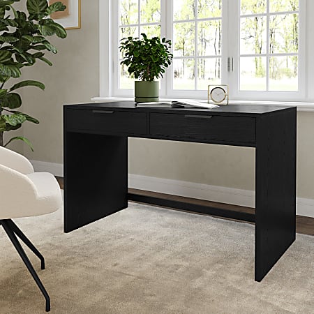 Martha Stewart Kayden Home Office Modular 2 Drawer Desk, Black Frame/Oil Rubbed Bronzed Hardware