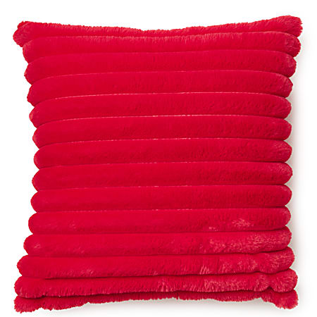 Dormify Jamie Plush Ribbed Square Pillow, Red