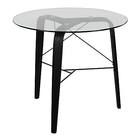 LumiSource Trilogy Glass And Wood Round Dinette Table, 30-1/2”H x 34”W x 34”D, Black