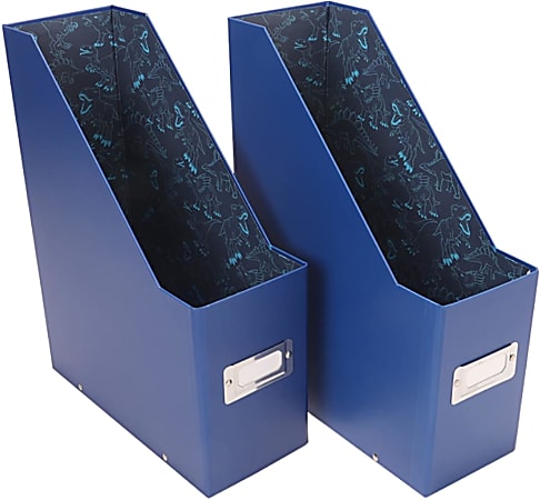 Snap-N-Store Kid’s Magazine File Storage Boxes, 12-1/4”H x 3-15/16”W x 9-3/4”D, Blue/Dino, Pack Of 2 Boxes