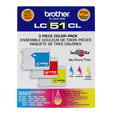 Brother® LC51 Cyan, Magenta, Yellow Ink Cartridges, Pack