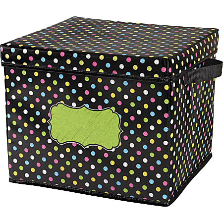 Teacher Created Resources Decorative Storage Bin With Lid, Medium Size, 10 1/2" x 13" x 12", Chalkboard Brights