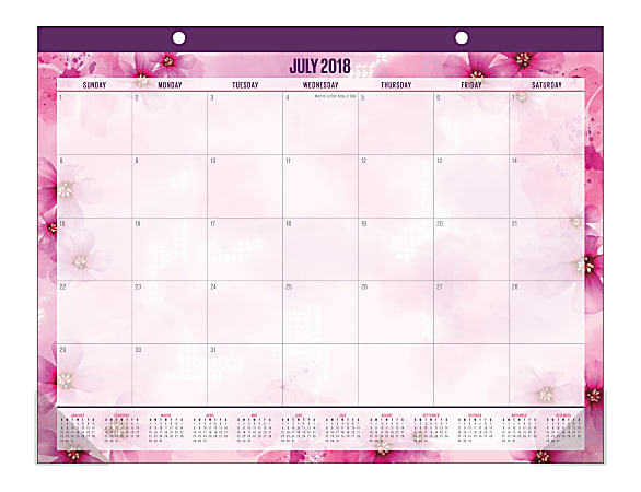 Office Depot® Brand Large Monthly Academic Desk Pad Calendar, 22" x 17", Tropical Palm, July 2018 to June 2019