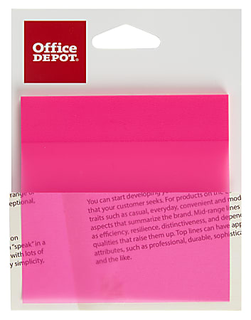 Office Depot® Brand Translucent Sticky Notes, 3" x 3", Pink, 50 Notes Per Pad, Pack Of 2 Pads
