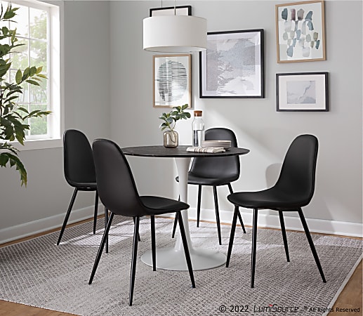 LumiSource Pebble Modern Table, 29-3/4”H x 36-1/4”W x 36-1/4”D, White/Black Marble