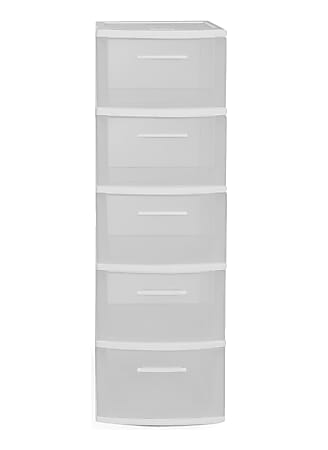 Inval By MQ Resin Storage Cabinets, 5 Drawers, 39"H x 13"W x 15"D, White/Clear, Pack Of 2 Cabinets