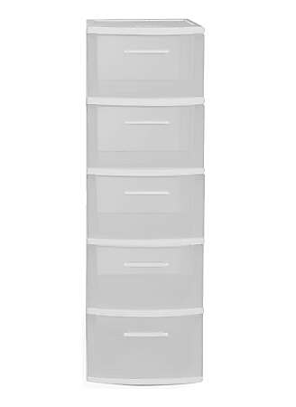 Inval By MQ Resin Storage Cabinets, 5 Drawers, 39"H x 13"W x 15"D, White/Clear, Pack Of 2 Cabinets