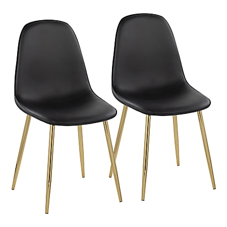 LumiSource Pebble Contemporary Dining Chairs, Black/Gold, Set Of 2 Chairs