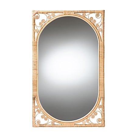 bali & pari Isley Rectangle Accent Wall Mirror, 48”H x 29-1/2”W x 1-1/4”D, Natural Brown