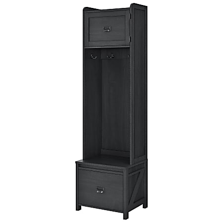 Ameriwood™ Home Farmington Entryway Hall Tree With Storage Bench, 72"H x 19-13/16"W x 15-15/16"D, Black