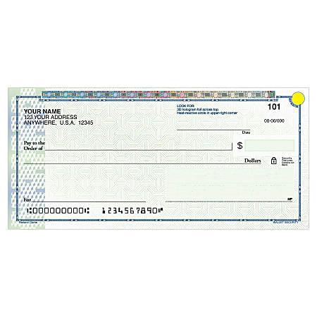 Harland Clarke High Security Personal Wallet Checks, 6" x 2 3/4", 2 Part, Multicolor, Box Of 120
