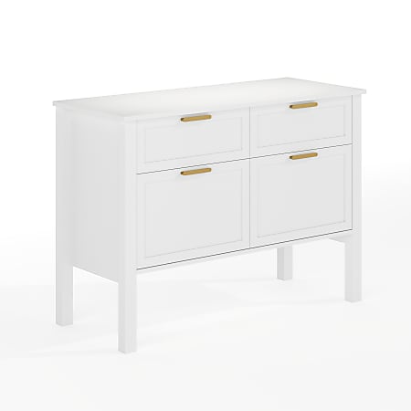 Martha Stewart Hutton Shaker Style Home Office 4 Drawer Lateral File Cabinet, White