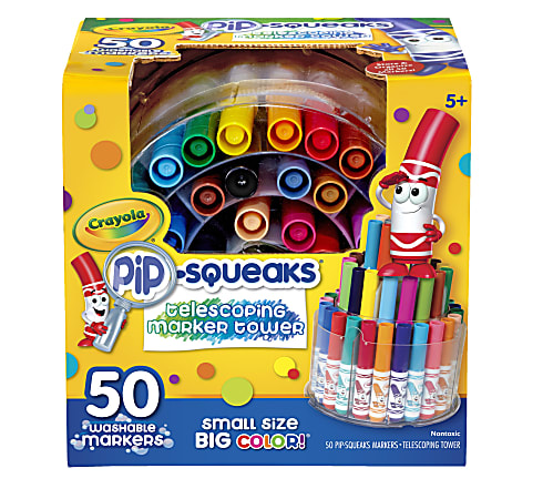 Crayola® Pip-Squeaks Markers With Tower Storage Case, Assorted Colors, Pack  Of 50