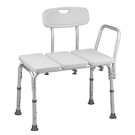 HealthSmart® Transfer Shower Chair With Adjustable Legs, 26 1/2"H x 16"W x 21 1/2"D, White