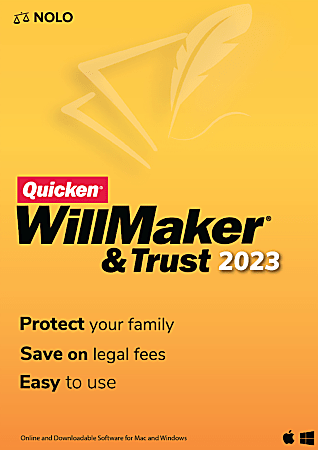 NOLO Quicken® WillMaker And Trust Software 2023 For PC, Windows® 8.1/10/11/Mac OS X 10.12 Sierra, Disc