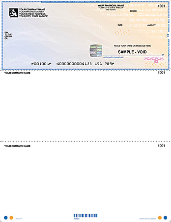 Custom High Security Laser Multipurpose Voucher Checks For Sage Peachtree®, 8 1/2" x 11", Box Of 250