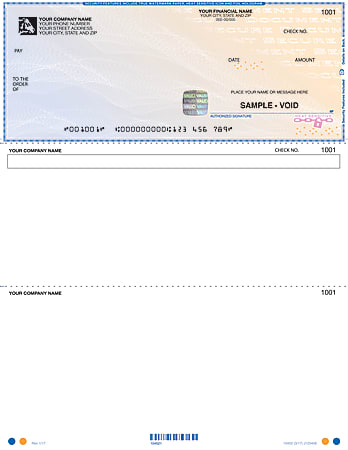 Custom High Security Laser Multipurpose Voucher Checks For Sage Peachtree®, 8 1/2" x 11", Box Of 250