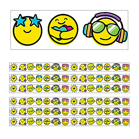 Carson Dellosa Education Straight Borders, Kind Vibes Smiley Faces, 36' Per Pack, Set Of 6 Packs