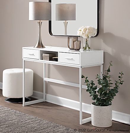 LumiSource Franklin Contemporary Console Table 32 H x 43 12 W x 15 12 D White Office Depot