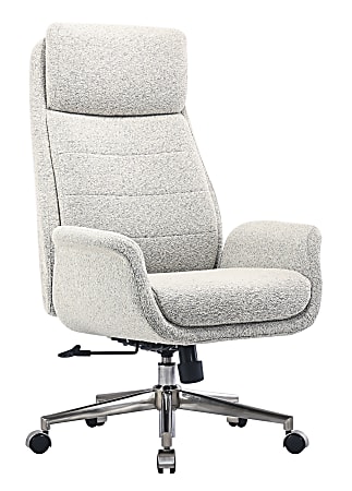 Realspace® Modern Comfort Pizana Bouclé Fabric High-Back Executive Office Chair, Light Sand/Brushed Nickel, BIFMA Compliant