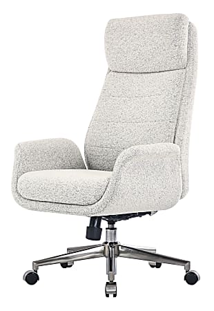 Realspace Modern Comfort Pizana Boucl Fabric High Back Executive Office Chair Light SandBrushed Nickel BIFMA Compliant ODP Business Solutions