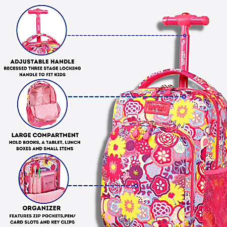 J World Sunny Rolling Backpack Poppy Pansy Office Depot