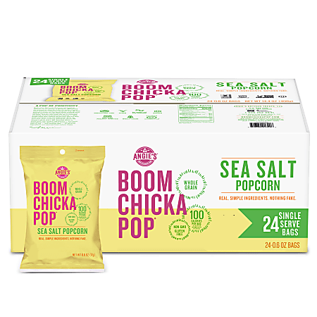 Angie's BOOMCHICKAPOP Popcorn - Non-GMO, Gluten-free - Sea Salt - 1 oz - 24 / Carton