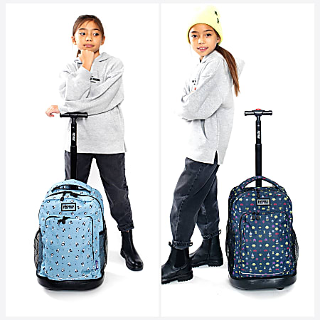 J World New York Kids' Duo Rolling Backpack with Lunch Box Set, Spaceship, One Size