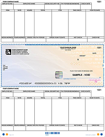 Custom Laser High Security Payroll Checks for Sage 50 U.S., 8-1/2" x 11", Box of 250