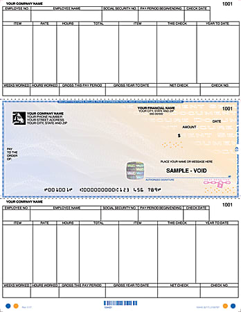 Custom Laser High Security Payroll Checks for Sage 50 U.S., 8-1/2" x 11", Box of 250