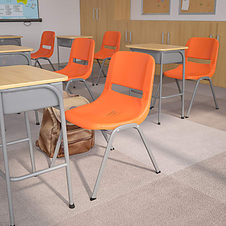 Flash Furniture HERCULES Series Ergonomic Shell Stack Chairs, Orange, Set Of 5 Chairs
