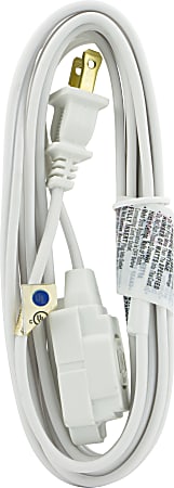 GE 3 Outlet Polarized Extension Cord 9 Long Cord White 51947 - Office Depot