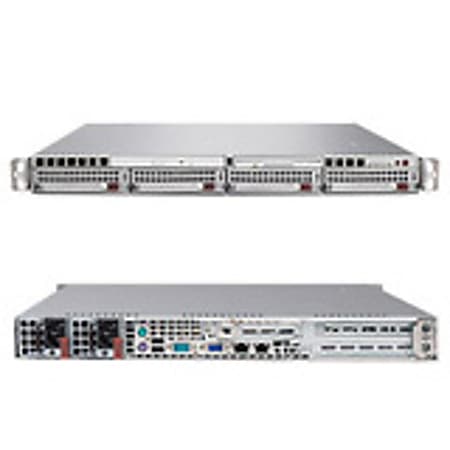 Supermicro A+ Server 1021M-UR+B Barebone System - nVIDIA MCP55Pro - Socket F (1207) - Opteron (Dual-core), Opteron (Quad-core) - 1000MHz Bus Speed - 64GB Memory Support - DVD-Reader (DVD-ROM) - Gigabit Ethernet - 1U Rack