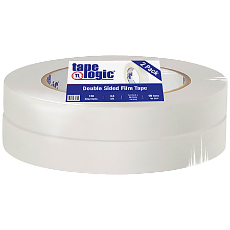 Tape Logic® Double-Sided Film Tape, 3" Core, 0.75" x 180', White, Pack Of 2