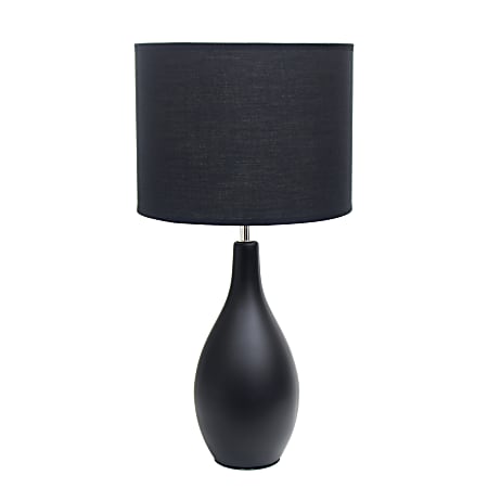Creekwood Home Essentix Ceramic Dewdrop Table Lamp, 18-1/8"H, Black Shade/Black Base