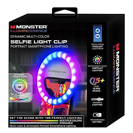 Monster Cable Selfie Smartphone Light Clip, 4" Diameter, Multicolor